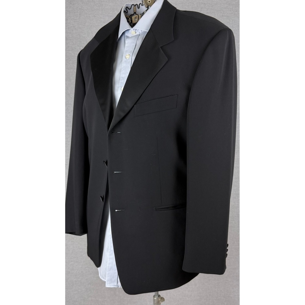 Pal Zileri Gruppo Forall Mens Black Wool Tuxedo Jacket 3 Button Satin Lapel 50 L